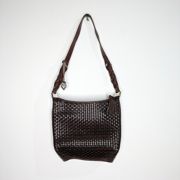Brighton black brown woven leather shoulder bag - Picture 1 of 12